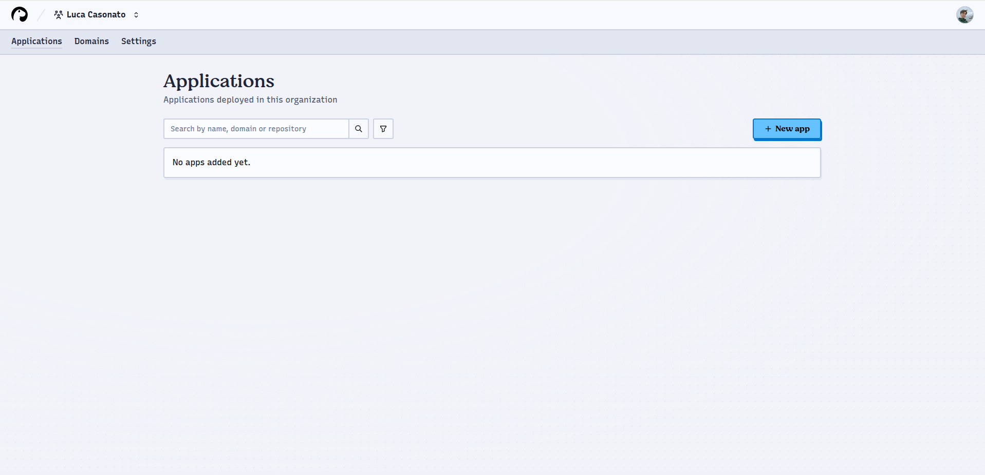 Screenshot of deploy app creation screen